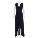 Alice + Olivia Simmons Velvet Black Wrap Dress Silk Maxi Gown Cocktail V-Neck 0 Photo 5
