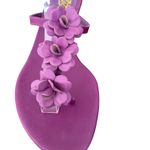 Salvatore Ferragamo Vintage NWOB  Purple Leather Flower Thong Kitten Heel Sandal Photo 3
