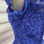 Nsr Dress Womens Small Blue Lace Short Sleeve Sheer Cocktail Party Wedding Sexy Photo 7