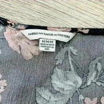 American Eagle  Outfitters Black Floral Short Sleeve Top Size M Photo 1