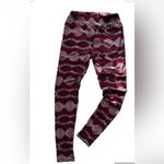 LuLaRoe Stamp Leggings OS Red/blue Floral HTF Rare One size Spandex Polyester Photo 1