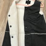 Sanctuary Sherpa Lined Vest Faux Suede Long Grey Pocket Snap Button small. Photo 5