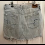 American Eagle AEO 2 Light Wash Raw-Hem Denim Mini Skirt Photo 3