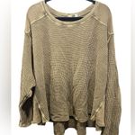 FP One Free People Casual Tan Waffle Knit Long Sleeve Sweater Size XL Photo 1