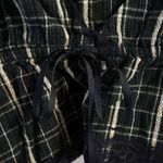 American Eagle Outfitters XS Summer Top Navy Beige Plaid Babydoll Lace Photo 3