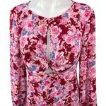 Lush Clothing Lush Pink Red Multicolor Floral Twist Cutout Long Sleeve Midi Maxi Dress Size XL Photo 3
