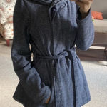 Merona heathered gray tie-waist hooded coat Photo 0
