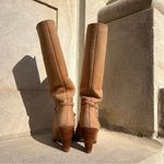 Dingo Vintage 80s high heeled suede yellow tan leather braid detail boots Photo 6