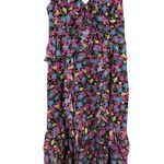 Amur EVITA Multicolor Floral Silk Chiffon Ruffle Maxi Dress Size 16 Blue Photo 5