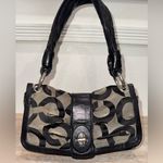 Coach RARE Vintage  Parker Pleated Op Art Signature Black Gray Handbag #13408 Photo 2