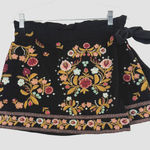 ZARA  Woman Skort Womens Small Black Embroidered Floral Wrap Tie Waist Boho Photo 0