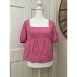 Modcloth Farming Daisies Cottage Core Pink Short Sleeve Babydoll Top Sz S Photo 2