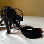 Manolo Blahnik  Cherry Lace-Up Sandals 38.5 Black‎ Suede Ivy Shoe 2003 Remake Photo 12