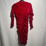 NWT CBR Red Velvet Ruched Long Sleeve Bodycon Midi Dress Holiday Baddie Velour L Size L Photo 1
