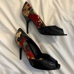 NWOT Jessica Bennett Jkiora Pleated Silk and Crinkle Patent Stiletto Peep Photo 3