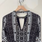 Free People Tegan Border Print Mini Dress Long Bell Sleeves Cutout V-Neck A-Line Photo 8