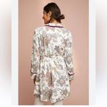 Anthropologie  Floreat Brushed Fleece Robe Women’s Size XS/S Cream Paisley Floral Photo 2