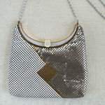 Vintage aluminum purse in white, silver & gold. White Photo 0