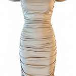 superdown Taupe Off Shoulder Bodycon Mini Dress XS Ruched Going Out Party NWT Photo 0