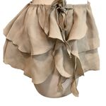 Zuliana Size Small Beige Ruffle Side Tie Skirt. Made in USA. New With Tags Tan Photo 1