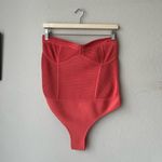 NEW Retrofete Lena Calypso Coral Strapless Bustier Ribbed Bodysuit Size Large‎ Pink Photo 2