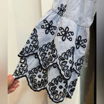 Loft Ann Taylor  Navy Blue Eyelet Cotton Shift Dress Size XS Petite Photo 2