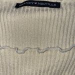 Brandy Melville Cream Ribbed Lettuce Hem Edge Short Sleeve Crop Top One Size Photo 3