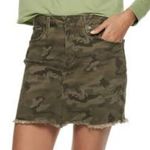 Mudd Green Camo Raw Hem Denim Mini Skirt Size 1 Photo 0