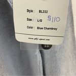 PBJ Blues Acid Wash Blue Denim Collar Button Front Tunic Sweater Large NEW Photo 10