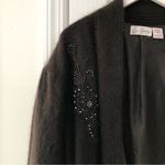 Eddie Wassin Vintage Brown Angora Blend Open Cocoon Fuzzy Cardigan Beaded Small Photo 1