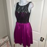 Aidan by Aidan Mattox Sleeveless Fit Flare Black Lace Mini Dress Fuschia Pink 4 Pink Photo 5