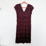 Y2K Cache Dress Size 8 Burgundy Lace Beaded Midi Cocktail Party Glam Romantic Red Photo 7