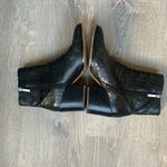 1. State  Black Women's Jahmil Croc Embossed Leather High Block Heel Booties Photo 5