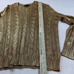 Ralph Lauren Lauren  Women's Gold Cable Knit V Neck Sweater Size XL‎ Rayon Photo 4