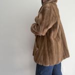 Vintage Mincara Russel Taylor Faux Fur Jacket Womens Large Tan Mob Wife Glam Brown Photo 4
