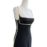 Paris Georgia Womens Dress in Black Leather Lime Small New Midi Cocktail Photo 4