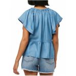 joe's jeans  the Adelyn Chambray Flutter Sleeve Top Womens Size‎ S Blue Lyocell Photo 1