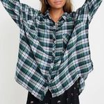Urban Outfitters Green Oversized Plaid Flannel Shirt S Photo 0
