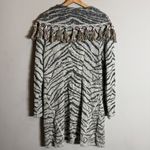 Soft Surroundings Zebra Print Fringe Knit Cardigan Sweater Women's Medium Shawl Photo 8