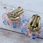 Vintage Clip On Earrings Large Pastel Tone Pink & Blue Statement Photo 3