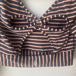 Free People FP Movement Black & Tan Striped Bow Cut Out Long Sleeve Workout Crop Top Photo 2
