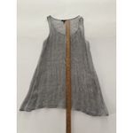 Eileen Fisher  Tunic Top XS Gray Silver Woven Italian Linen Mesh Henley Photo 5