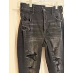 American Eagle Mom Jeans Ripped Distressed Black Wash Super Stretch Size 6 Photo 1