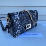 Michael Kors MK Sonia Medium Snake Embossed Shoulder Bag - Black Photo 4