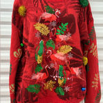 32 Degrees Heat 32 Degrees Red Sweater with Flamingo and Parrot Design Photo 0