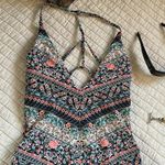 O'Neill O’Neill boho floral plunge v neck strapy low back one piece swimsuit small​​ Photo 3
