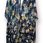 Marcus Adler Floral Kimono Shawl Midi Cardigan Navy Blue Yellow Multicolor OS Photo 0