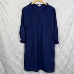 H by Halston Long Sleeve Bateau Ribbed Chiffon Navy Shift Dress Size XS Photo 1