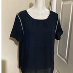 Banana Republic Blouse Womens Small Black Short Sleeve Sheer Office Top Workwear Photo 0