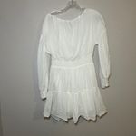Alice + Olivia  Kiara Smocked Long Sleeve Dress White Mini Dress Size 6 bridal Photo 8